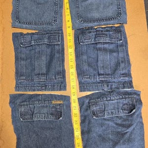 Grote denimzakken | Geüpcycleerde zakken in gevechtsstijl | Cargozakken | Jeanszakken | Spijkerzakken | Op maat gemaakte jeanszakken, knoopzakken