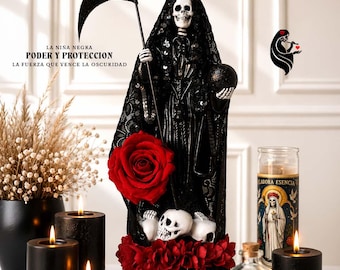 Holy Death / Black / Protection / Transformation / Envy / Bad energies / Figure / Decorative / Sculpture / Esoteric /