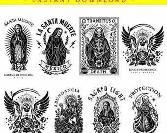 Santa Muerte / 8 designs / Saint Death / SVG / White Girl Clip Art / File Art / Digital / PNG / EPS