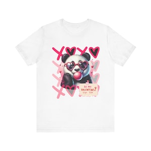 Maglietta carina con panda per San Valentino / Maglietta unisex per coppie, regalo per San Valentino, moda casual, maglietta grafica divertente, amanti dei panda