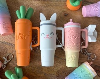 Personalized Easter Stanley Keychain Bunny Gift, Carrot Chapstick Holder, Money Holder, Kid's Basket Filler, Easter Gift