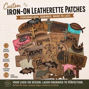 Custom Iron-on patch Personalized Laser Engraved Leatherette Leather Patch Custom Logo Hat Patch