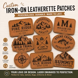 Custom Iron-on patch Personalized Laser Engraved Leatherette Leather Patch Custom Logo Hat Patch
