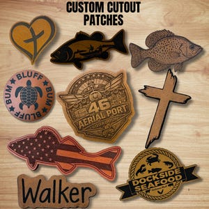 Custom Laser Engraved Leatherette Patch, Iron-On Logo Design (Up to 4x4 Inch)