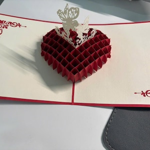 3D Czerwona Karta Serca Pop-Up, Romantyczna Karta Z Pozdrowieniami Miłosnymi