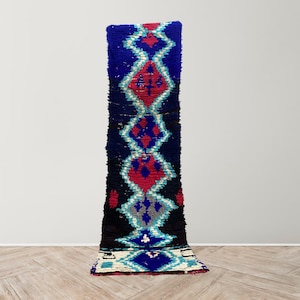 Amazing Traditional Moroccan Berber Rug, Vintage Rag Rug, Moroccan Rug Blue, Ethnic Rug, Boujad Rug, Tapis Marocain, Handmade Teppich Boho