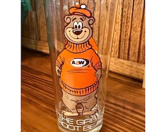 Vintage A&W Root Bear Tumbler – Orange Sweater Advertising Glass