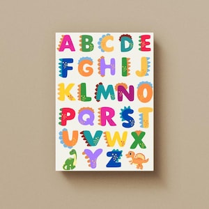 Dino Alphabet Poster - Dinosaur-Shaped Letters Printable Art