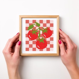 Small Italian Tomato Vine Cross Stitch Pattern Instant PDF Download