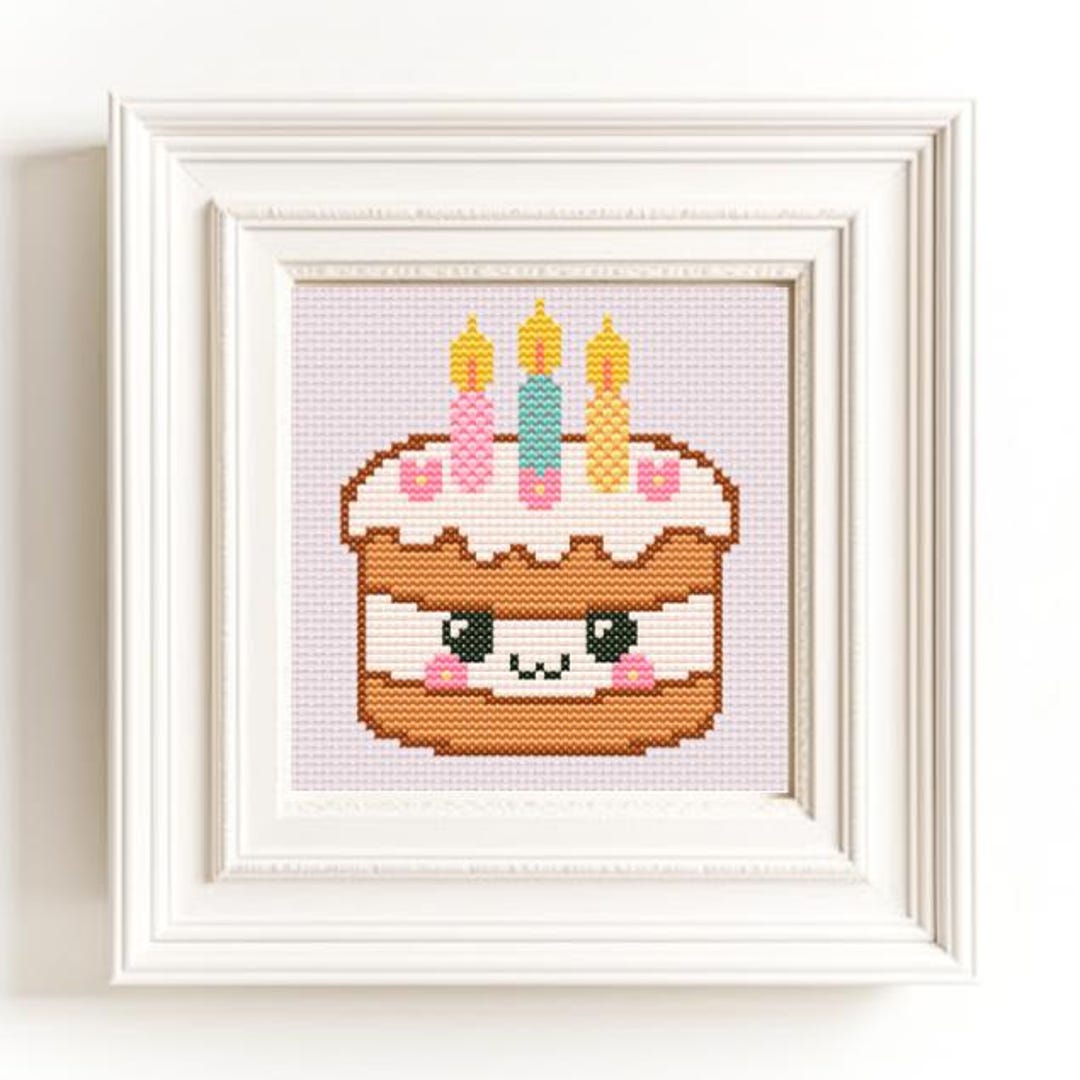Kawaii Birthday Cake Cute Cross Stitch Pattern PDF Instant Download ...