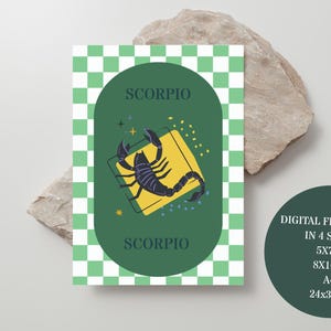 Schorpioen dierenriem dieren muurkunst | Digitale download | 5 x 7 8 x 10 A4 24 x 36 | Cadeaudecor Schorpioen