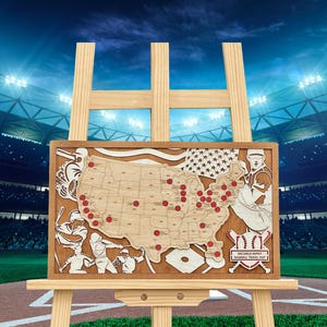 3D Baseball Stadium Map - 3D Stadium Travel Map - Baseball Stadium Tracker - Map Handmade Ball - Gift for Him Graduation - Gift for Dad
