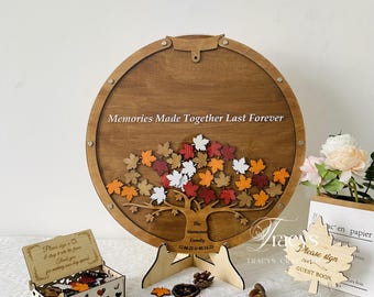Wedding Guest Book Alternative Tree of Maple Leaves - Memorial Alternative Guest Book - Unique Guest Book Sign