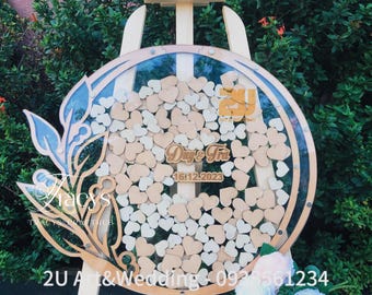 Wedding Decor Guest Book Alternative Circle Dropbox - Personalized Wedding Guestbook - Rustic Guestbook Wedding