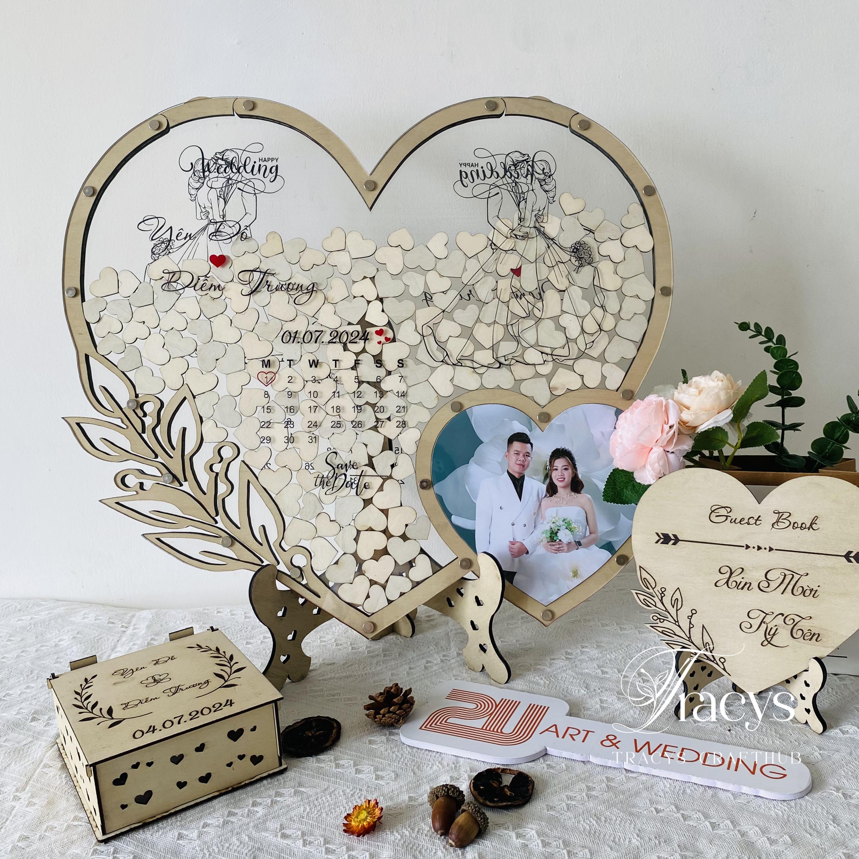 Heart Leaf Border With Photo - Wooden Hearts Drop Box - Heart
