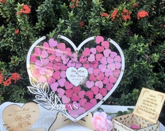 Wooden Hearts Drop Box - Heart Wedding Guest Book Alternative - Personalized Wedding Gifts - Wedding Ceremony Decor