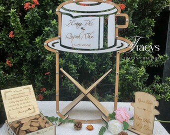 Coffee Filter Wedding Guest Book Alternative Wooden - Customized Wedding Guest Book - Rustic Guest Book -Personalized Wedding Gift