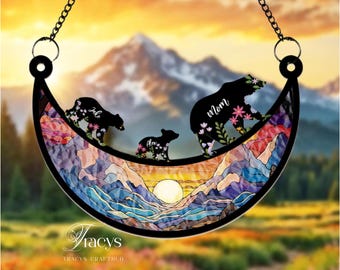 Custom Mama Bear Suncatcher, Custom Bear Family Suncatcher, Mama Bear Suncatcher Window Hanging, Gift For Mom, Bear Gifts, Mothers Day Gift