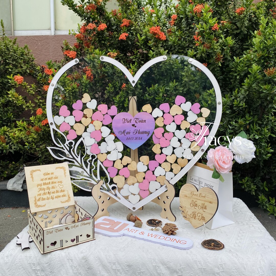 Heart Shaped Drop Box Guest Book - Rustic Wedding Keepsake ...