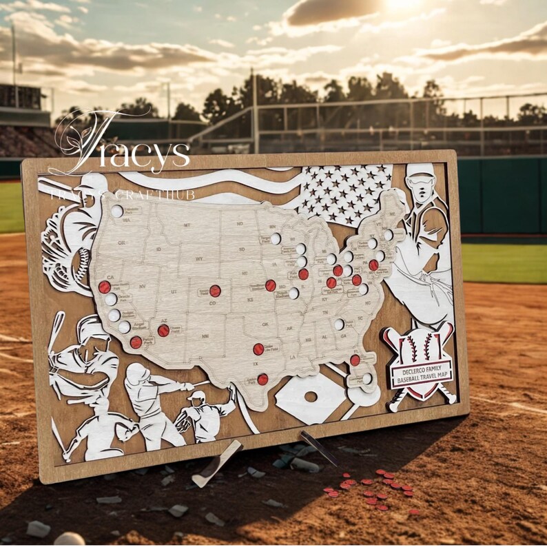 3D Baseball Stadium Map - Stadium Travel Map - Laser Cut Wood Map for ...