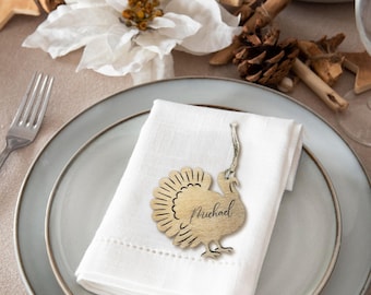 Personalisierte Hölzerne Truthahn Tischkarten, Herbsthochzeit Tischdekoration, Personalisierte Hölzerne Name Tag Spezielle Hochzeit Tischkarte, Boho Tischdeko
