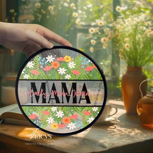 Personalized Grandma&#39;s Garden Suncatcher, Custom Mama Suncatcher, Mother&#39;s Day Gift, Stained Glass Window Hangings, Mom Birthday