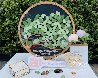 Tree Guet Book Sign Wood - Tree of leaves Wedding guest book alternative - Custom Family Tree Guest Book - Personalized Wedding Decor