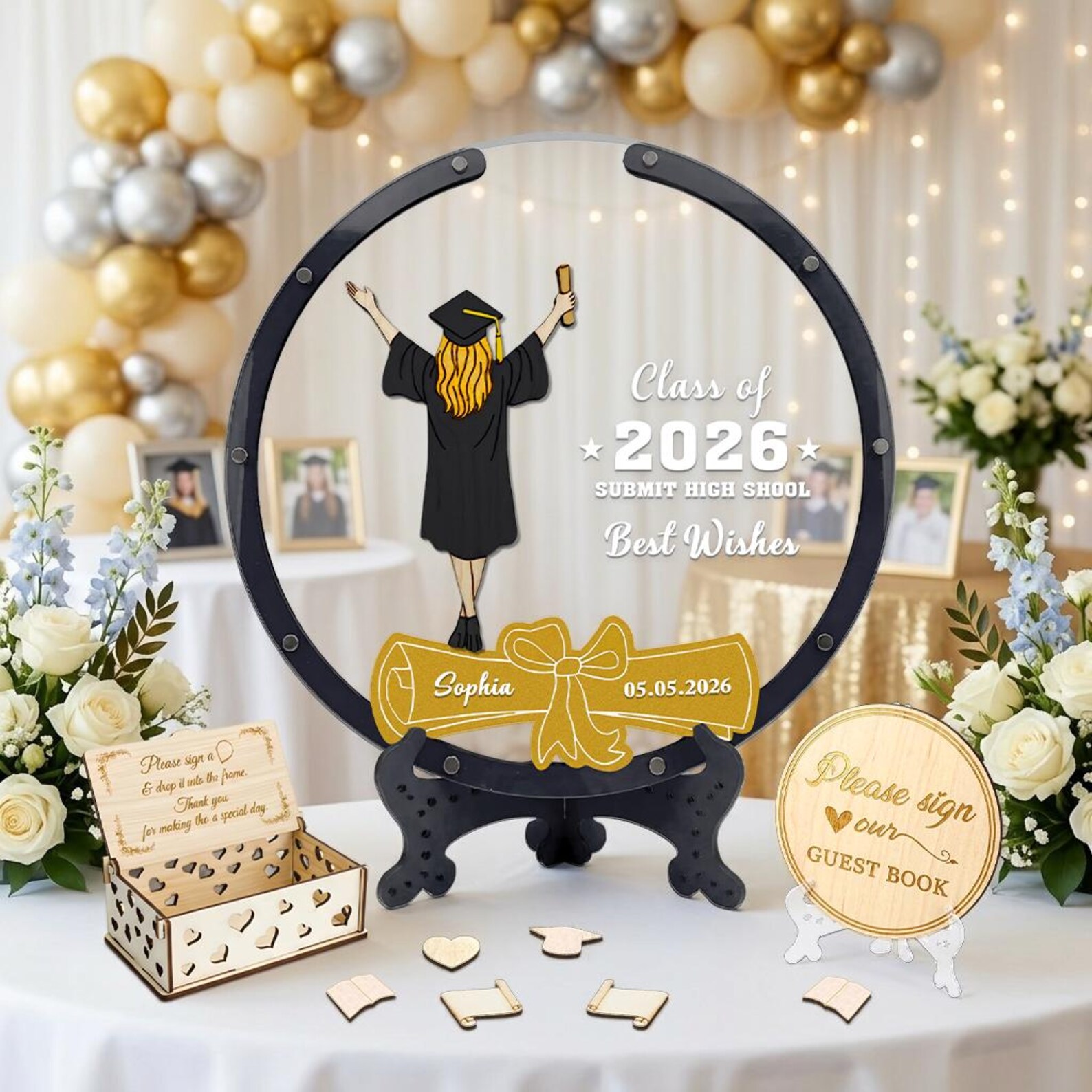 Personalized Graduation Guest Book Alternative, Class of 2026 Keepsake ...