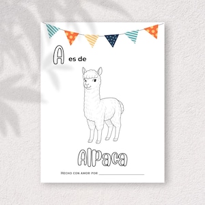 Spanish Baby Shower ABC Coloring Book, Páginas para Colorear: Animales ABC, Libro del abecedario, Fun baby shower game in Español, Printable