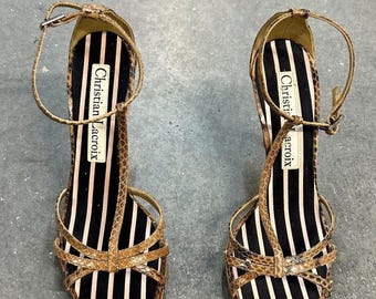 Christian lacroix snakeskin strappy heels