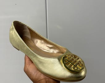 Audrey Brooke Gold Flats * Tory Burch* Look alike