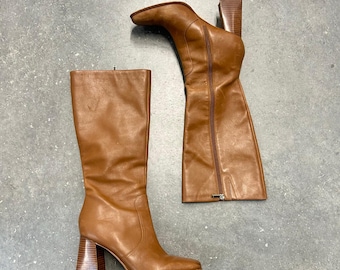 Sandy Brown / Tan Chunky heel Square toe fall boots