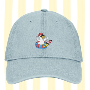 Silly Goose Embroidered Denim Hat, Funny Goose Dad Hat, Vintage Adjustable Baseball Cap, Summer Hat, Gift for Him
