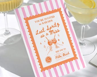 Last Spritz Bachelorette Invitation, Aperol Spritz Theme, Editable Canva Template (Digital Download)