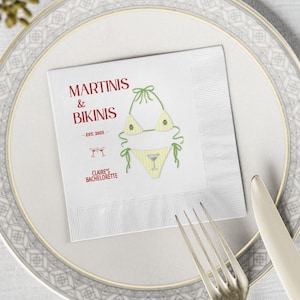 Custom Martinis and Bikinis Bachelorette Napkin, Personalized Cocktail Napkins, Bachelorette Party Decor, Bachelorette Favor BEST SELLER