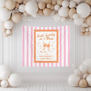 Spritz Bachelorette Theme Banner, Personalized Last Spritz as a Miss Tapestry Decoration, Custom Bride Photo Backdrop image 7