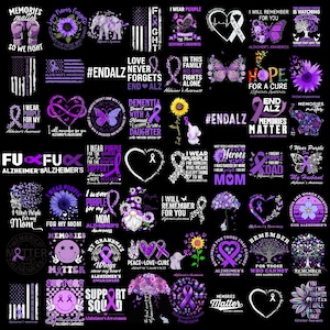 Alzheimer's Awareness PNG Bundle, Remember for Those Who Cannot png, Purple Ribbon Sublimation, Dementia Support Digital Download