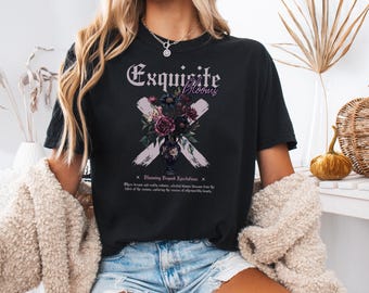 Dark Academia T-Shirt, Exquisite Blooms T-Shirt, Floral Graphic Tee, Dark and Moody T-shirt, Gift for Flower Lovers, Birthday Gift, Comfy T