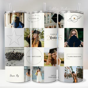 Personalized Graduation Tumbler Wrap: Photo Collage Class of 2025 (Digital Download PNG Files)