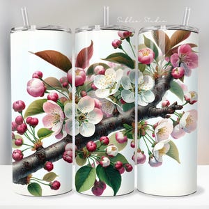 Cherry Blossom Tumbler Wrap: Spring Floral PNG, 20oz Skinny Tumbler (Digital Download)