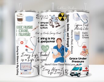Nurse Tumbler Wrap: Medical Worker Appreciation Gift (20oz PNG Digital Download)