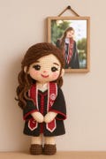 Custom Graduation Crochet Doll Handmade Graduate Doll Look Alike Doll Darlings Doll Anniversary Gift College Graduation Gift Customized Gift product logo