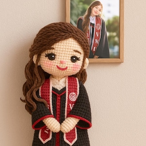 Custom Graduation Crochet Doll Handmade Graduate Doll Look Alike Doll Darlings Doll Anniversary Gift College Graduation Gift Customized Gift