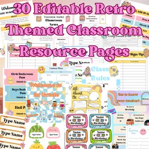 Back To School Retro Theme Class Bundle - Editable Digital Download