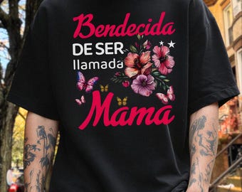 Bendecida De Ser llamada Mämá Floral Motherhood PNG, Sublimation Digital Download