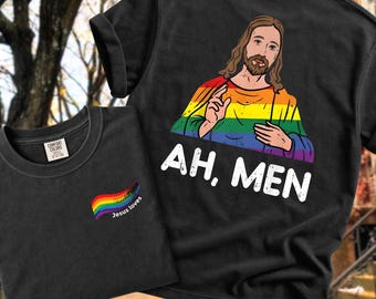 Ah, Men Christian Pride PNG, Jesus Rainbow Sublimation Design Digital Download