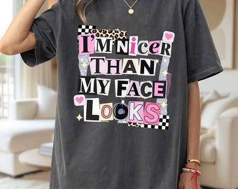 I'm Nicer Than My Face Looks Coquette PNG, Y2k Magazine Cutout Clipart, Instant Download