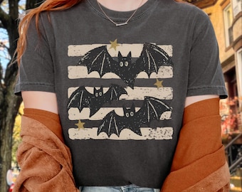 Black Bat Halloween PNG, Spooky Stripes Digital Download, Instant Fall Graphic