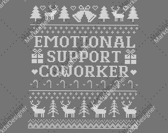 Emotional Support Coworker Ugly Christmas Digital Download, Coworker Support PNG, Christmas Coworker PNG, Emotional Support Sublimation