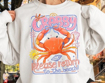 Is Crabby Please Return To The Beach! Crab PNG, Retro Humor Digital Download